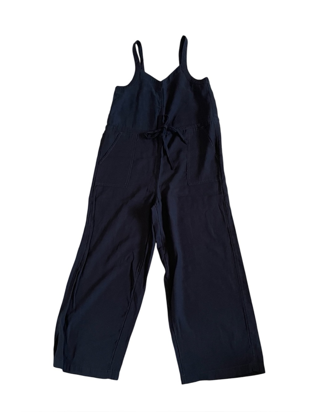 Black Wide-Leg Jumpsuit with Tie Waist - Picture 6 of 6